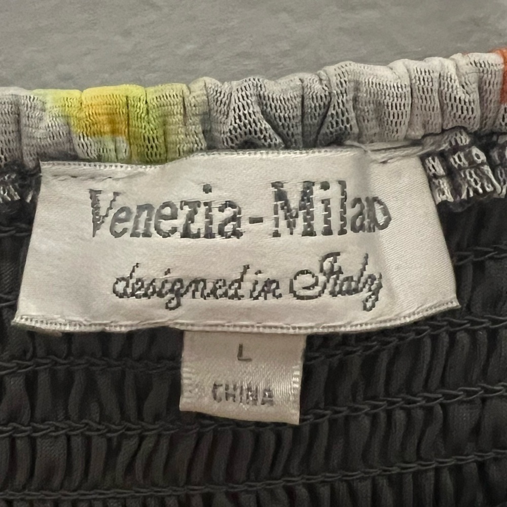 Venezia-Milano Strapless Smocked Stretchy Dress Mini Knee Length Large - Picture 6 of 6